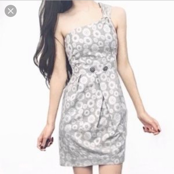 Anthropologie Dresses & Skirts - Anthropologie silver one shoulder dress. Sz 14.
